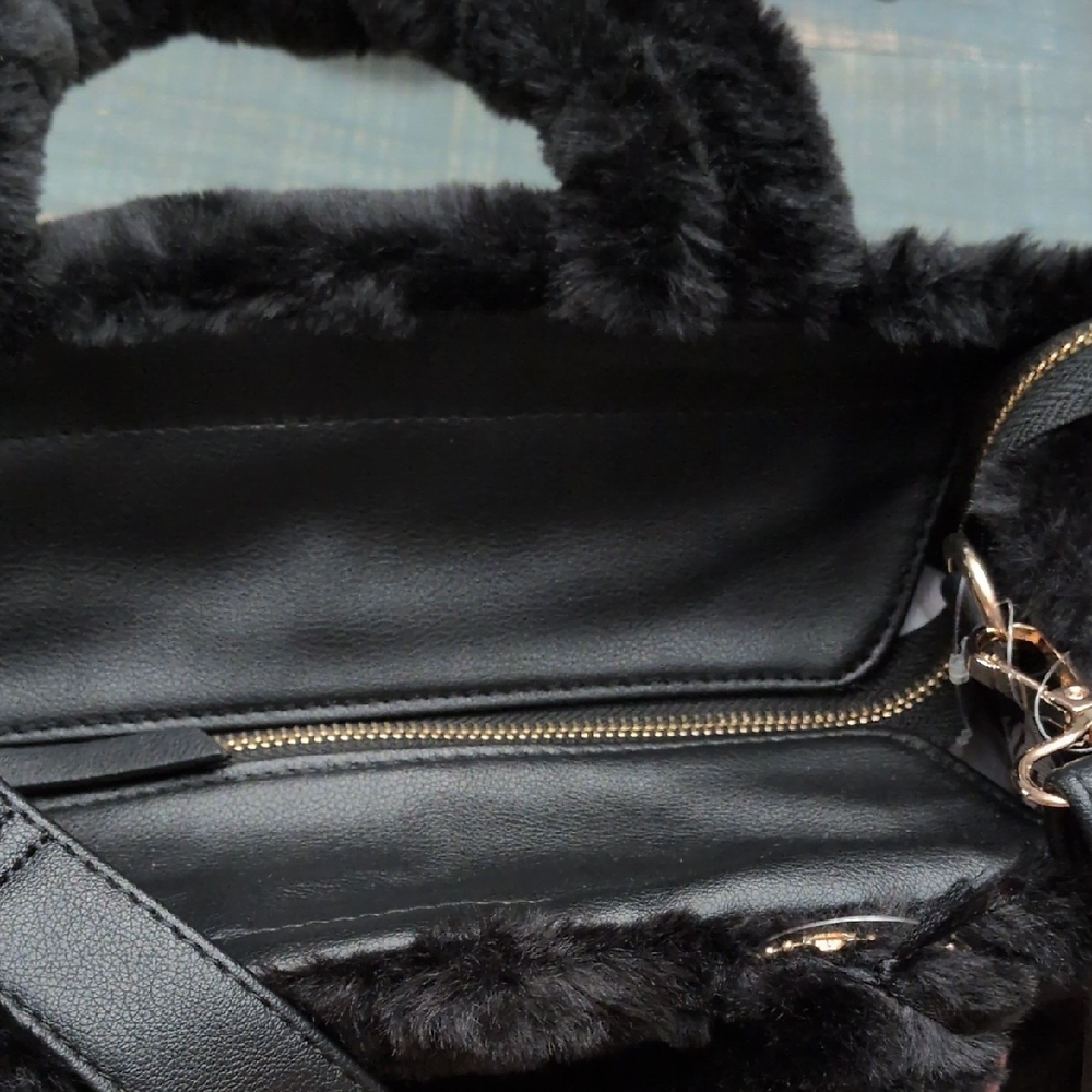Juicy Couture Let's Get Cozy Black Faux Fur Tote - Picture 7 of 9